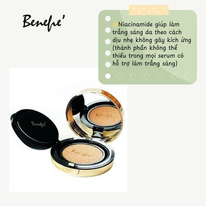 Ampoule Cushion Phấn Nước Benefie' Chống Nắng, Bền Màu, Kiềm Dầu, Căng Bóng Che Phủ Cao SPF50 PA++++