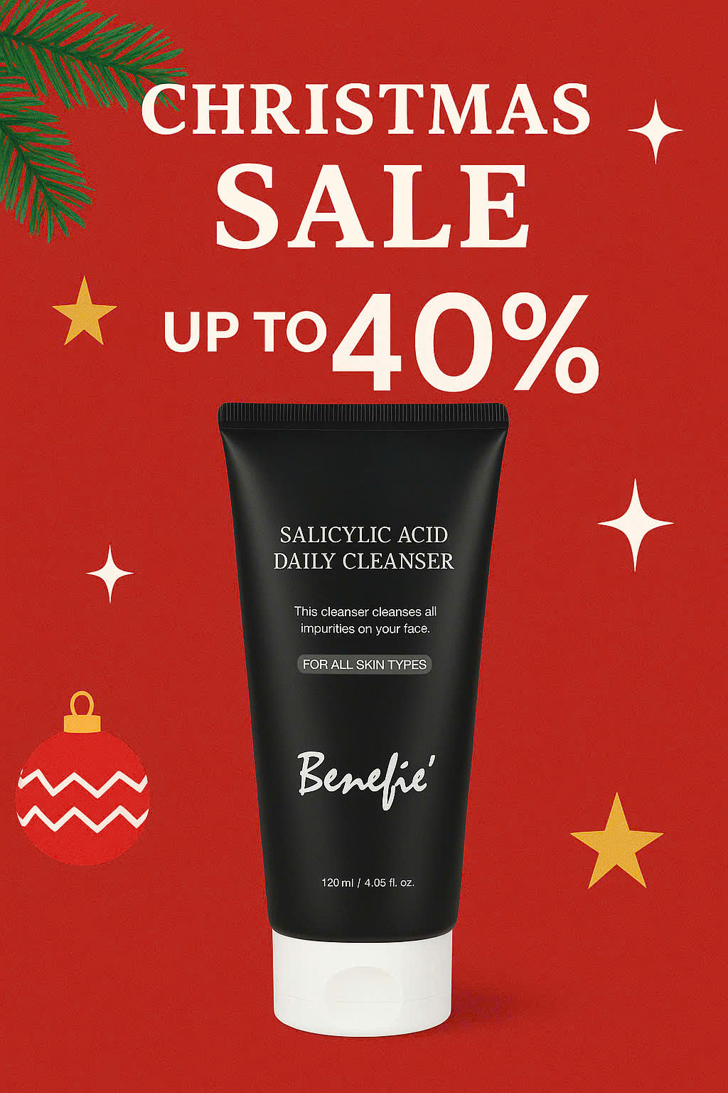 Benefie’ Salicylic Acid Daily Cleanser – SỮA RỬA MẶT HÀNG NGÀY BHA dịu nhẹ cho mọi loại daSẢN XUẤT TẠI HÀN QUỐC 120ml